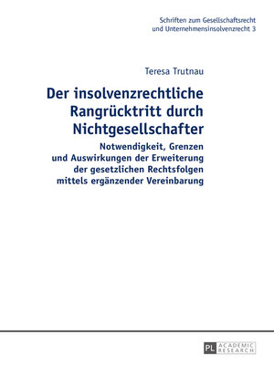 cover image of Der insolvenzrechtliche Rangrücktritt durch Nichtgesellschafter